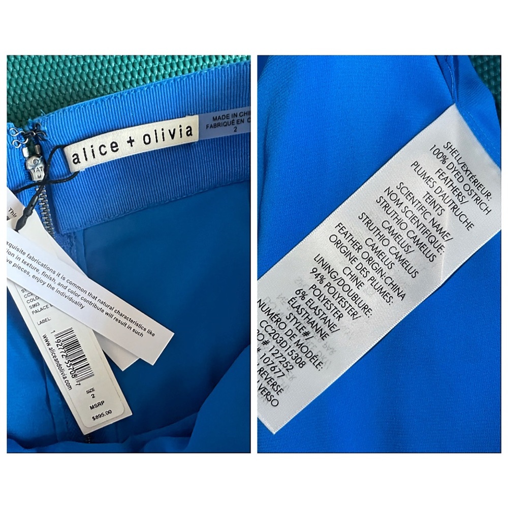 Alice + Olivia Cina Blue Ostrich Feather Mini Skirt - Picture 16 of 17